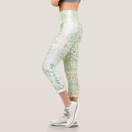 Leggings Capri Graffiti Líneas azul tono Yoga personalizado C