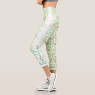 Leggings Capri Graffiti Líneas azul tono Yoga personalizado C