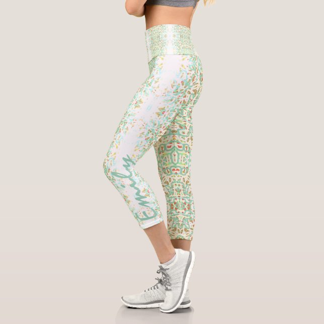 Leggings Capri Graffiti Líneas azul tono Yoga personalizado C (Izquierda)