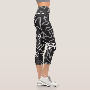 Leggings Capri Graffiti urbano estilo monocromo
