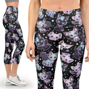 Leggings Capri Gran Kawaii Pastel Gótico Cat-Bat Harajuku Yoga