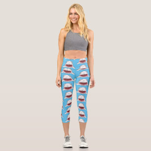 Leggings Capri Gran tiburón blanco significa ilustracion personal