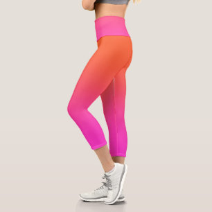 Leggings Capri Gran Waist de la Naranja rosa de las mujeres