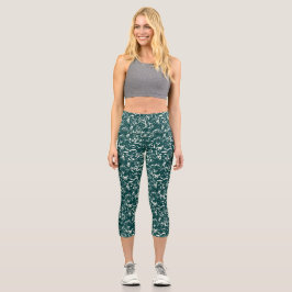 Leggings Capri Green Abstract Capris