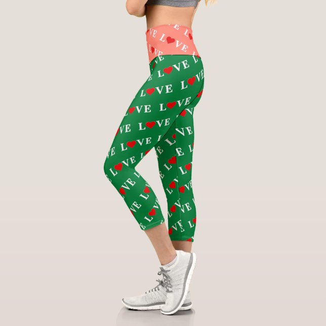 Leggings Capri Green Classic Love Heart Elegant Forest Green (Izquierda)