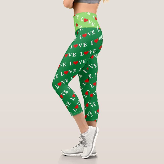 Leggings Capri Green Classic Love Heart Elegant Forest Green (Izquierda)