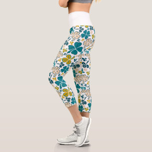 Leggings Capri Green Clover Shamrock Pattern St. Patrick's Day