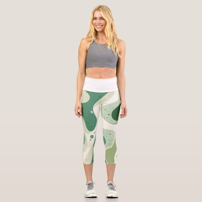 Leggings Capri Green Organic Abstract Shapes 🍃 (Anverso)