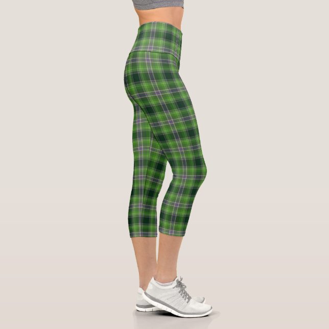 Leggings Capri Green Purple Tartan Plaid Gingham Pattern  (Derecha)