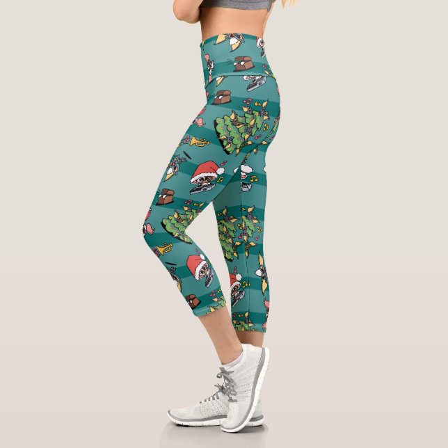Leggings Capri Gremlins | Patrón de Navidades de historietas simp (Izquierda)