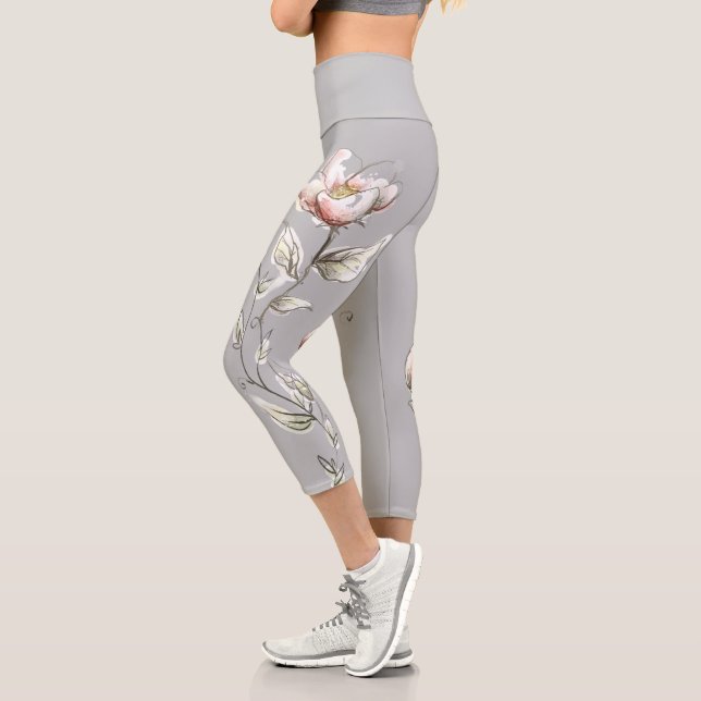 Leggings Capri Grey Flor de Rama (Izquierda)