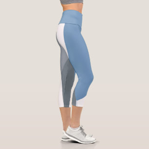Leggings Capri Gris azul y blanco
