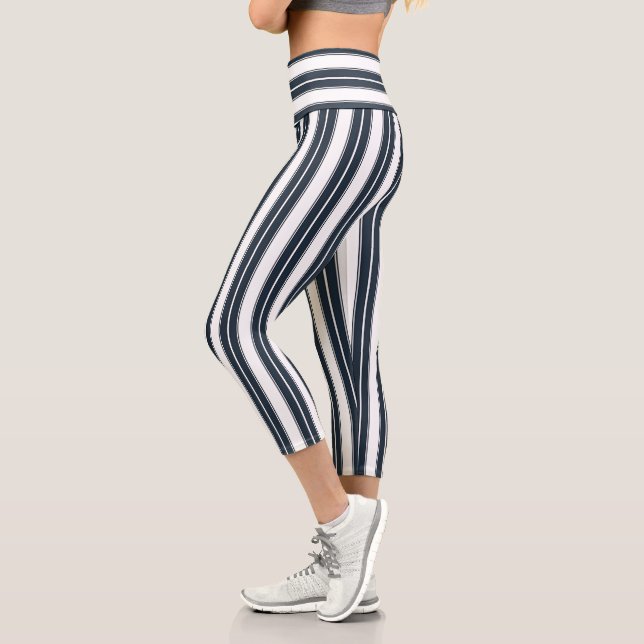 Leggings Capri Gris moderno a rayas (Izquierda)