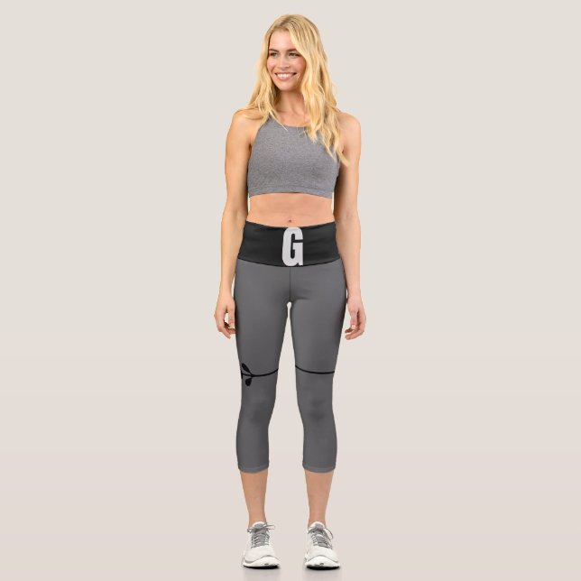 Leggings Capri Grises de cintura alta (Anverso)