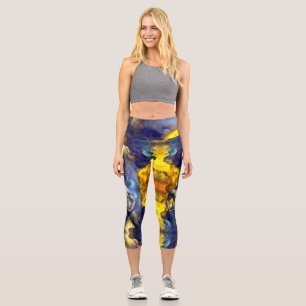 Leggings Capri Grito de la figura muscular masculina en escala de