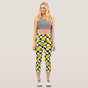Leggings Capri groovía de comprobación de cara de feliz negro