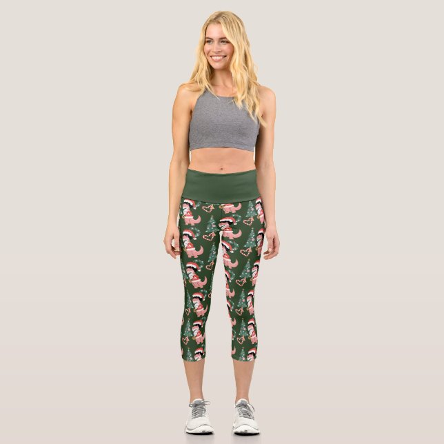 Leggings Capri groovni disco navidad árbol dinosaurio (Anverso)