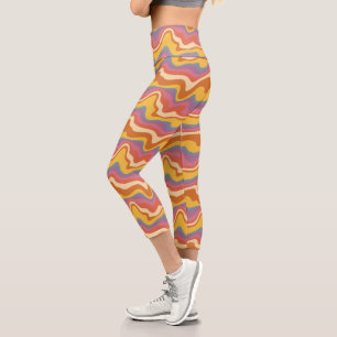 Leggings Capri Groovy Retro Pattern