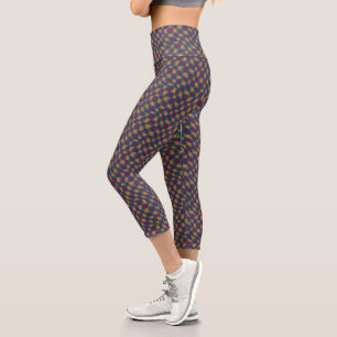 Leggings Capri Groovy Wavy Trippy Naranja Cheques de flores de 60