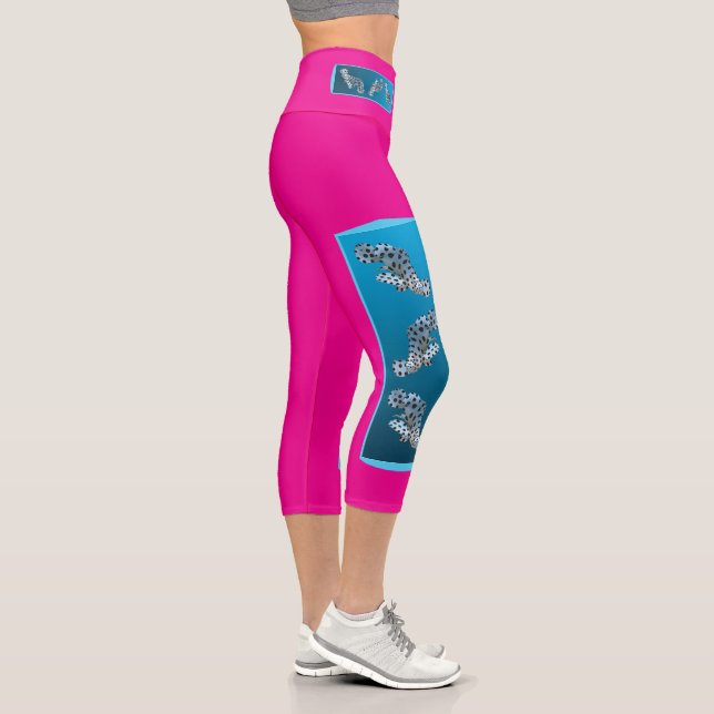 Leggings Capri Grouper joven - Diseño degradado fondo azul | (Derecha)