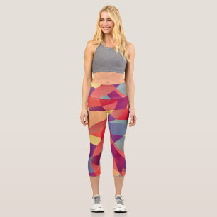 Leggings Capri Grunge colorido: fondo de triángulos geométricos