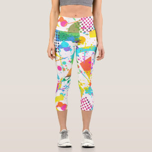 Leggings Capri Grunge de estilo geométrico retro colorido de los