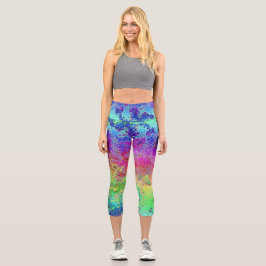 Leggings Capri Grungy Rainbow
