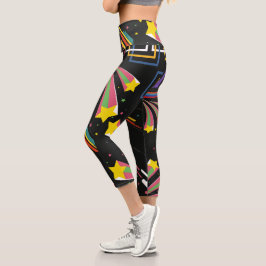 Leggings Capri Guay abstracto y estrella negro moderno de mediado
