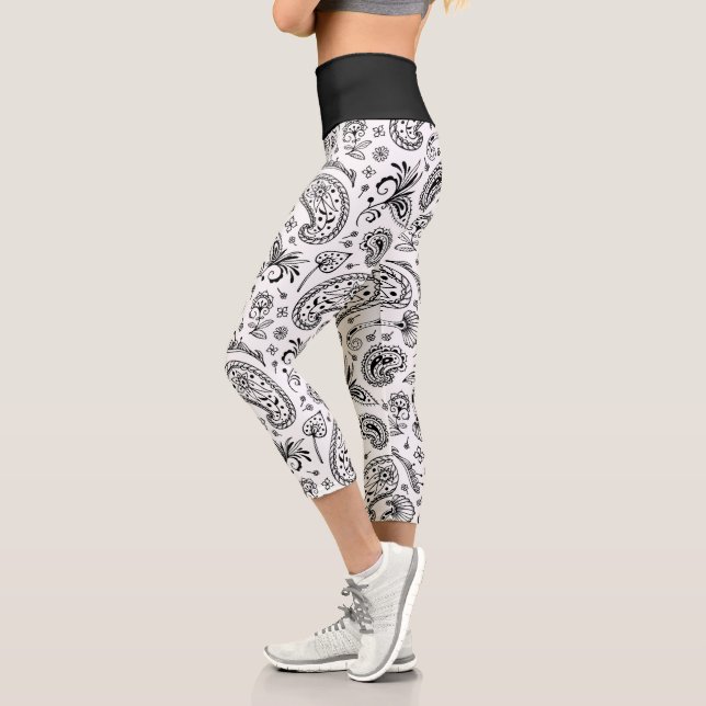 Leggings Capri Guay Black And White Bandana Paisley (Izquierda)