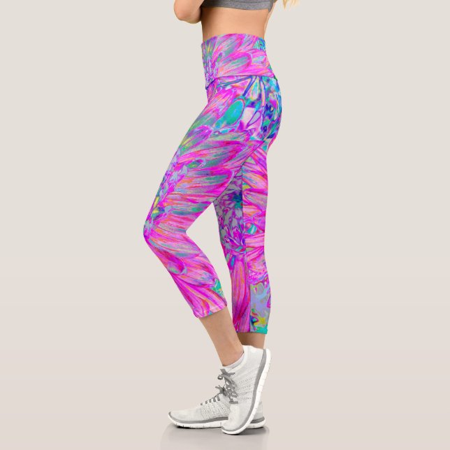 Leggings Capri Guay Blue y Purple Artsy Dahlia Bloom (Izquierda)