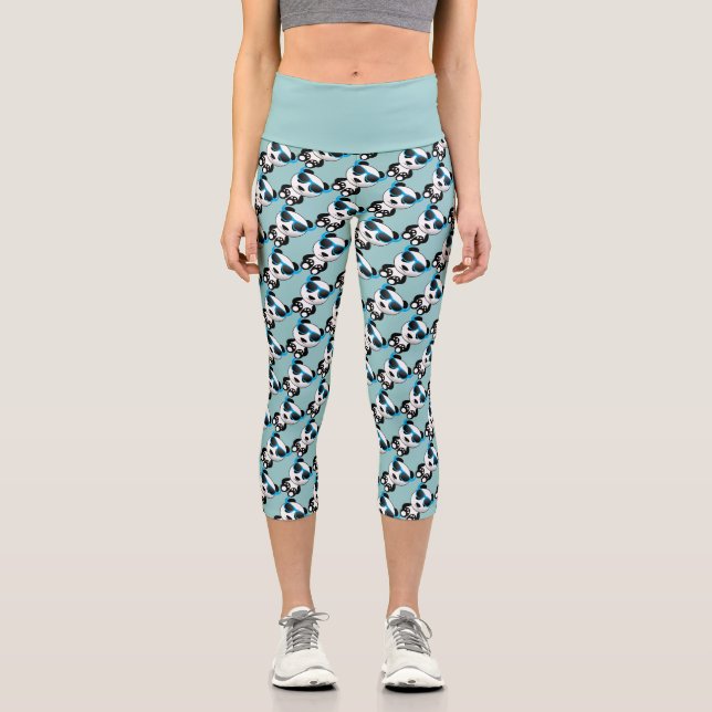 Leggings Capri Guay y el lindo oso panda con patrón de gafas de s (Anverso)