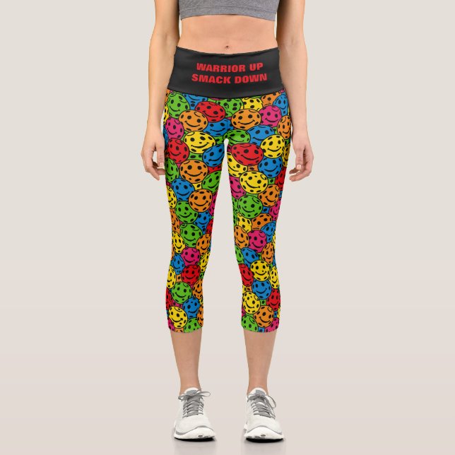 Leggings Capri Guerrero del yoga de bolas arriba huele abajo (Anverso)