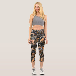 Leggings Capri Guerreros de Viking: Colorido patrón de época