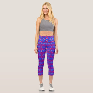 Leggings Capri Gyoga del patrón de deceno geométrico rojo rosa