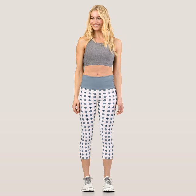 Leggings Capri Halloween Blue Polka Dot Eyes (Anverso)