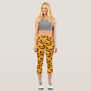 Leggings Capri Halloween: caras de miedo, estilo vintage.