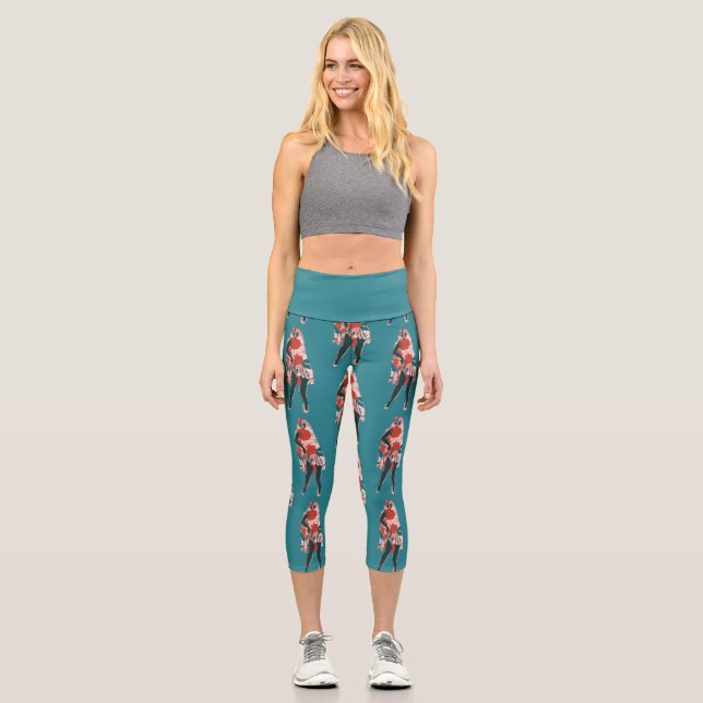 Leggings Capri halloween enarbolar a fantasma floral (Anverso)