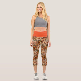 Leggings Capri Halloween naranja café elegante