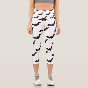 Leggings Capri Halloween, Patrón De Murciélagos, Truco O Tratamie