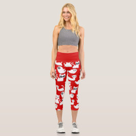 Leggings Capri halloween perro de hurón fantasma rojo