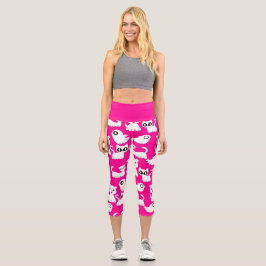 Leggings Capri halloween perro hurón fantasma rosado