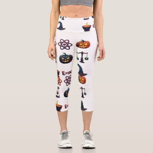Leggings Capri Halloween, profesora de física fantasmal - Bruja c