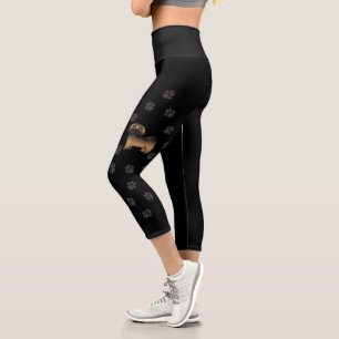 Leggings Capri Havanés atigrado dibujo animado lindo perro con hu