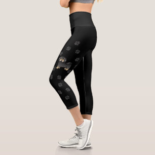 Leggings Capri Havanés negro y bronceado de dibujos animados con