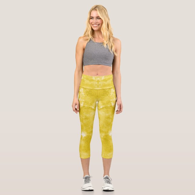 Leggings Capri Hermosa abstracción Amarillo (Anverso)