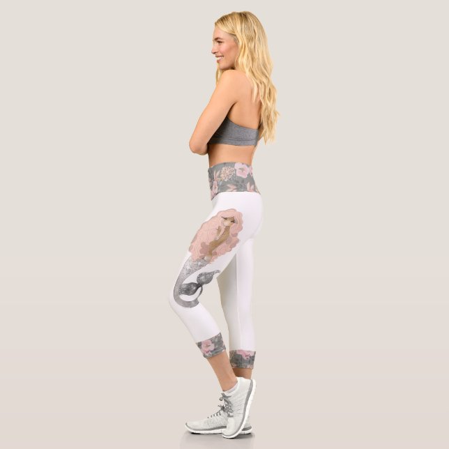 Leggings Capri Hermosa diosa del mar Mermaid Floral (Izquierda)