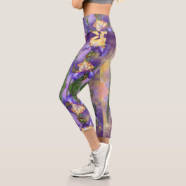 Leggings Capri Hermosa Flor Iris - Arte De Pintura Miggeado