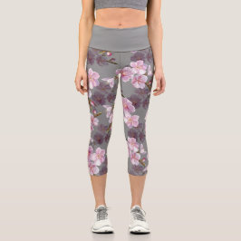 Leggings Capri Hermosa floral asiática japonesa Sakura Blossom