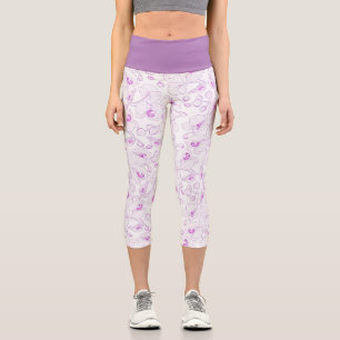 Leggings Capri Hermosa Orquídea Púrpura Botánica Floral Femenina