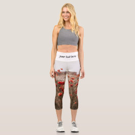 Leggings Capri hermosas flores de amapola